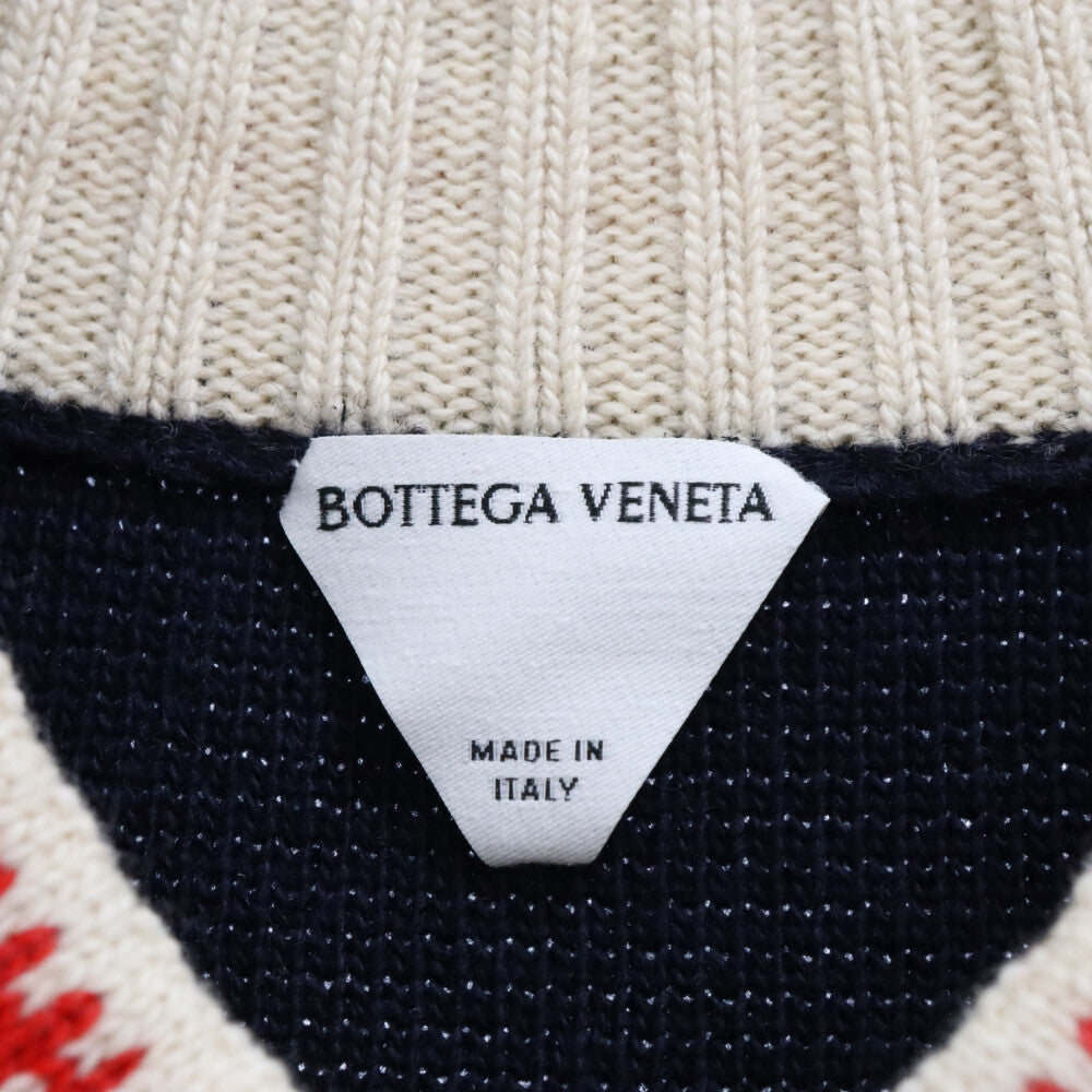 BOTTEGA VENETA(ボッテガヴェネタ) ジャカードカラー ウール ニットセーター ネイビー 772521V3NF04140