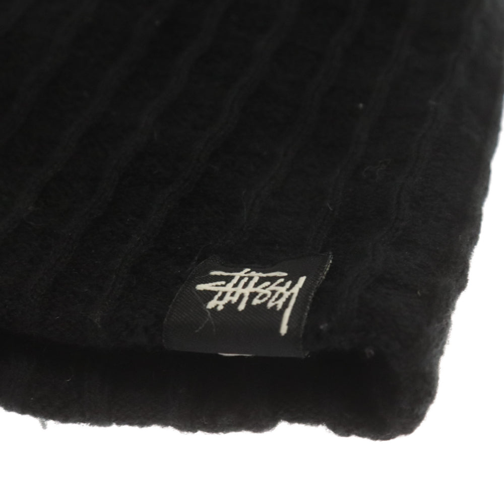 STUSSY(ステューシー) 00s 金タグ フロントロゴ ビーニー ニット帽 ブラック