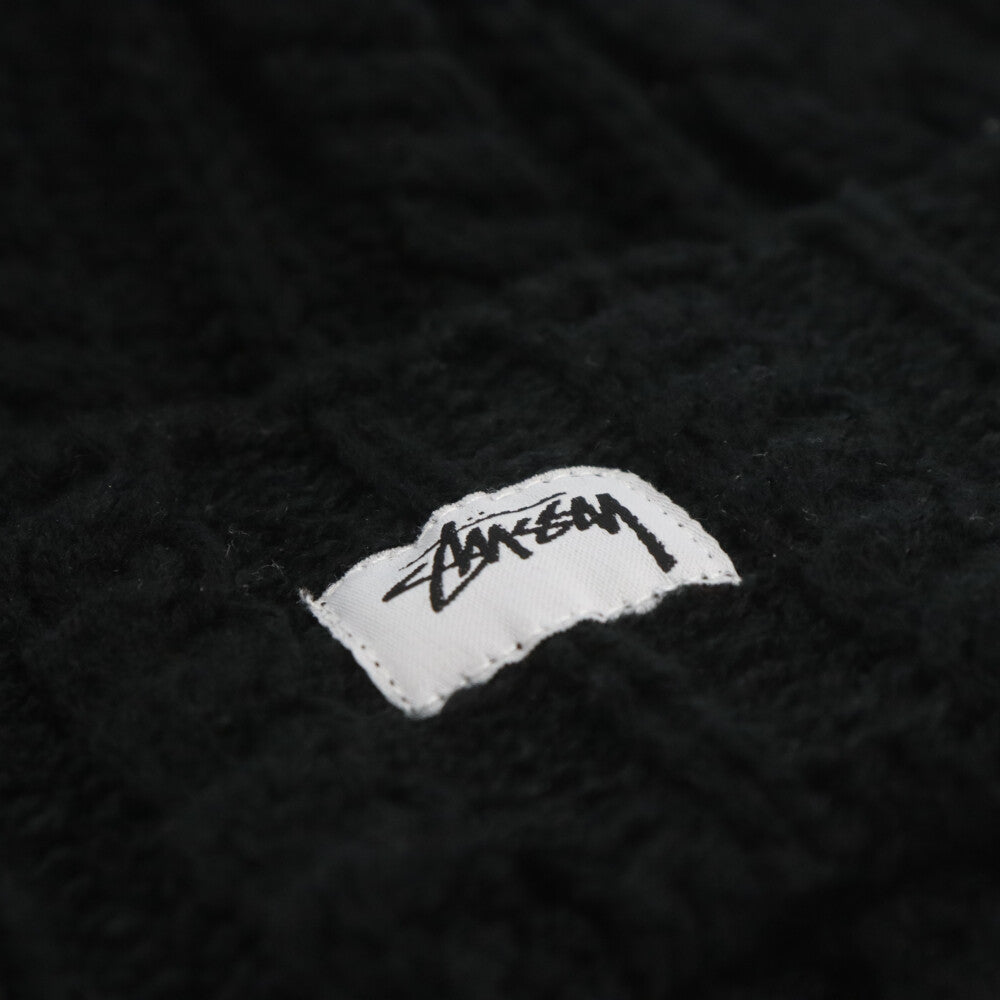 STUSSY(ステューシー) 00s 金タグ ロゴパッチ ビーニー ニット帽 ブラック