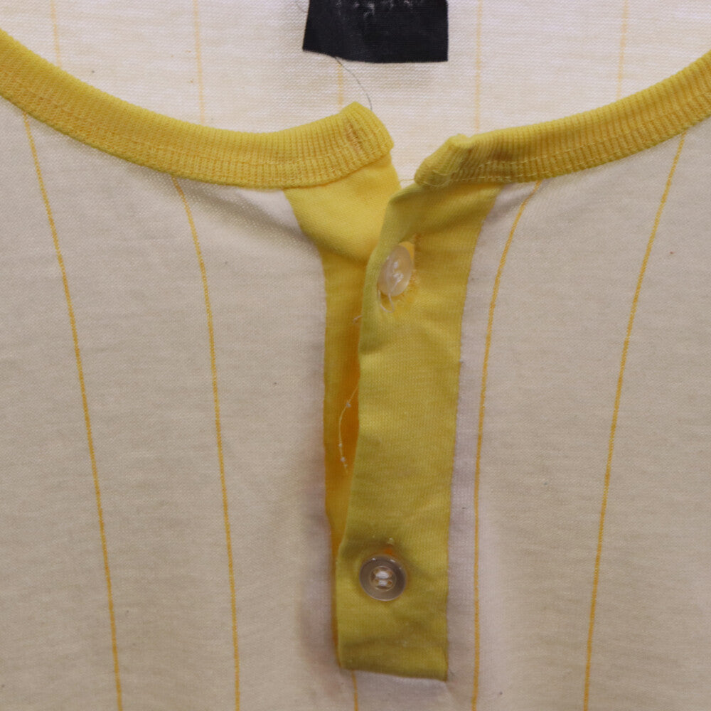 VINTAGE(ヴィンテージ) VINTAGE ヴィンテージ スポーツチームプリント ストライプ ヘンリーネック 7分丈 長袖Tシャツ カットソー イエロー