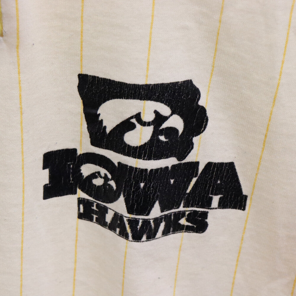 VINTAGE(ヴィンテージ) VINTAGE ヴィンテージ スポーツチームプリント ストライプ ヘンリーネック 7分丈 長袖Tシャツ カットソー イエロー