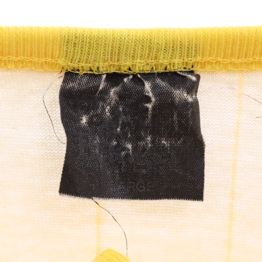 VINTAGE(ヴィンテージ) VINTAGE ヴィンテージ スポーツチームプリント ストライプ ヘンリーネック 7分丈 長袖Tシャツ カットソー イエロー