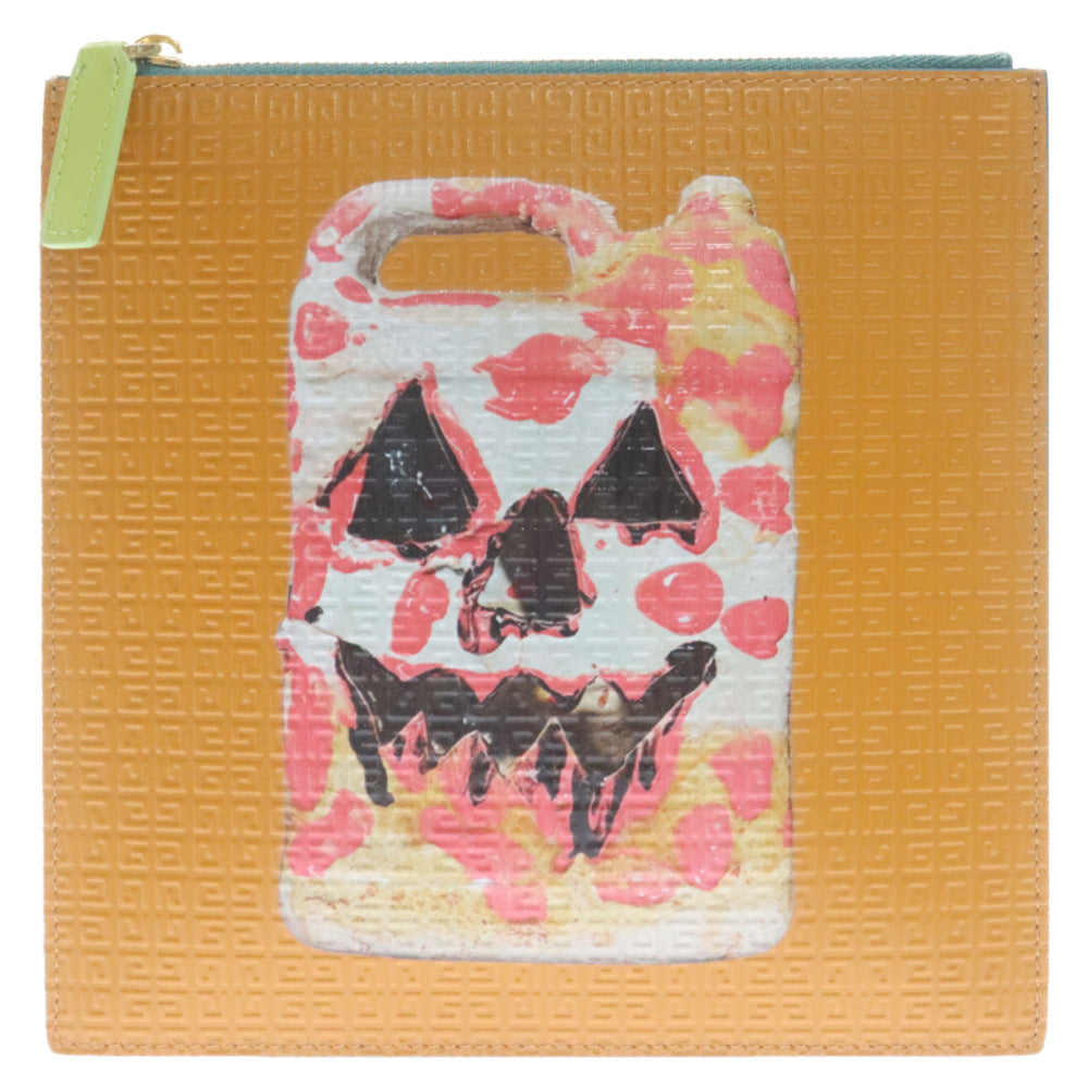 GIVENCHY(ジバンシィ) 22SS ×Josh Smith SQUARE GIFT POUCH ジョシュ・スミス バイカラー グラフィックパンプキンプリント モノグラム ポーチ オレンジ/ブルー