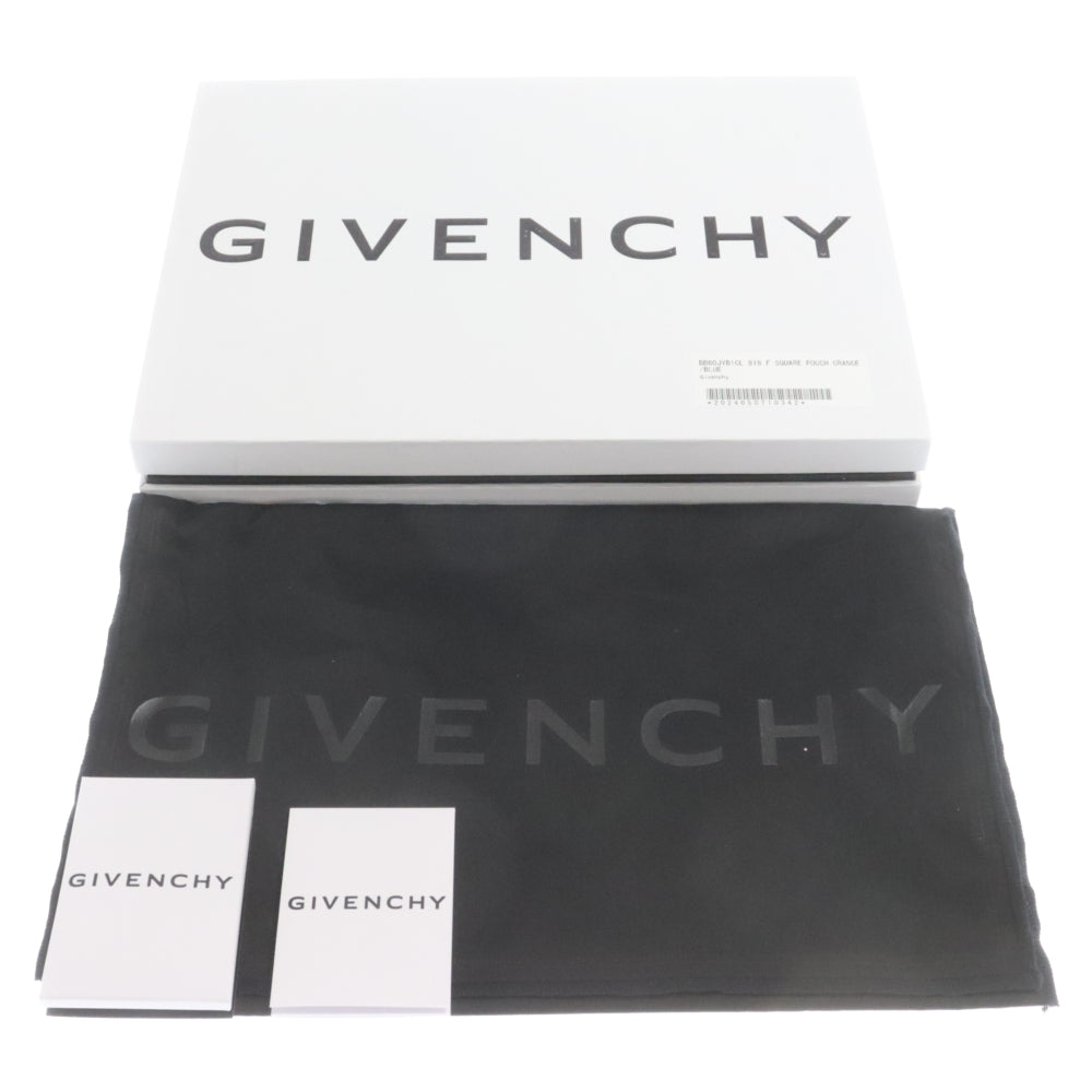 GIVENCHY(ジバンシィ) 22SS ×Josh Smith SQUARE GIFT POUCH ジョシュ・スミス バイカラー グラフィックパンプキンプリント モノグラム ポーチ オレンジ/ブルー