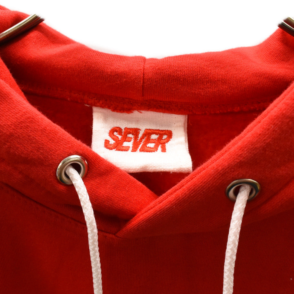 SEVER(セーヴァー) フロント刺繍プルオーバーフーディー スウェット パーカー レッド