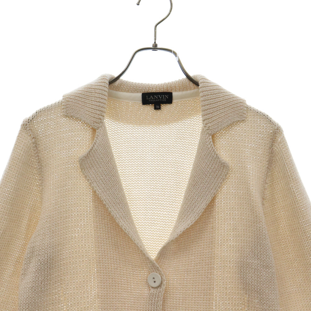 LANVIN(ランバン) テーラードカラー シルク ニット カーディガン ジャケット ベージュ A9T0913 レディース