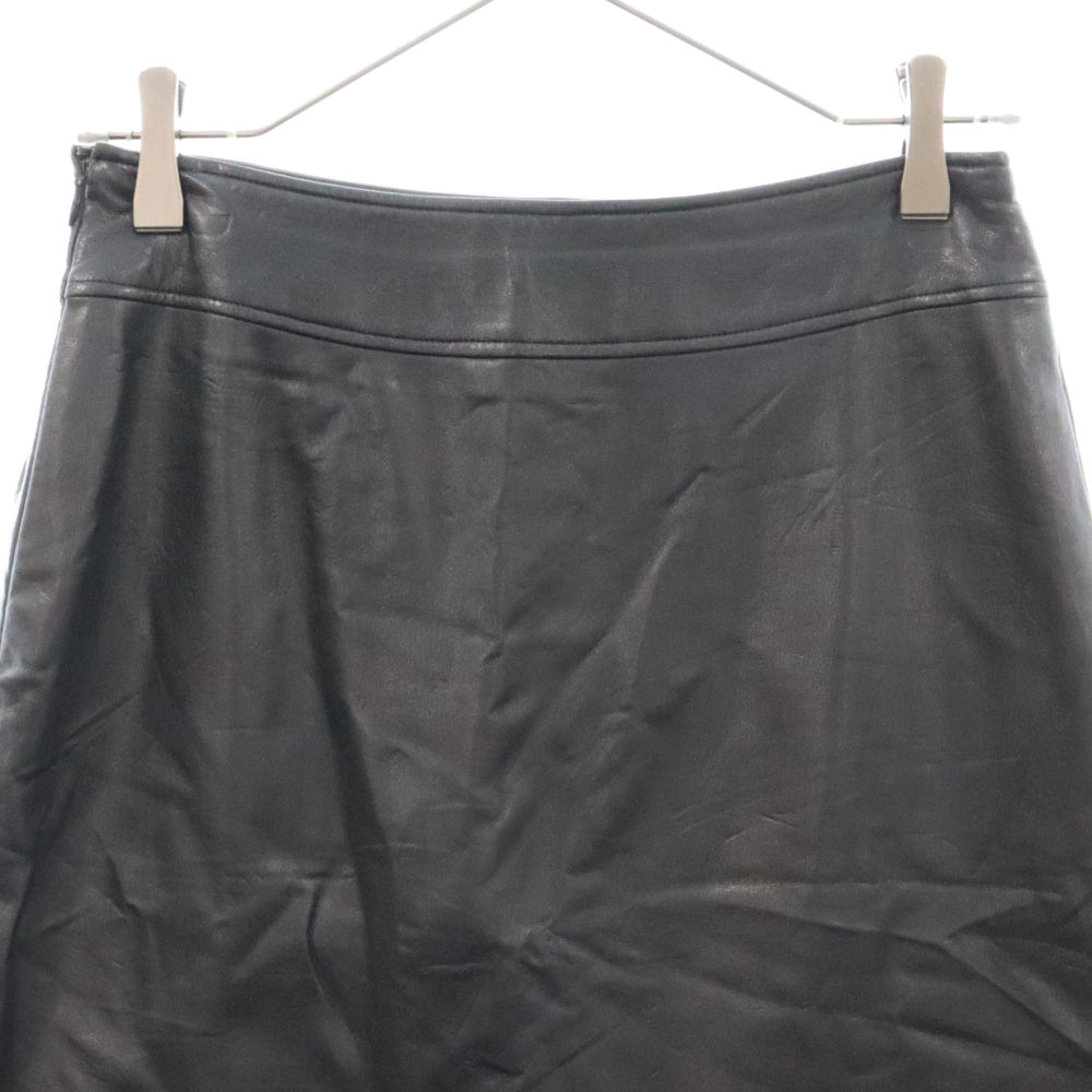 LANVIN(ランバン) フェイクレザー サイドジップ 膝丈スカート ブラック 10G4669 レディース