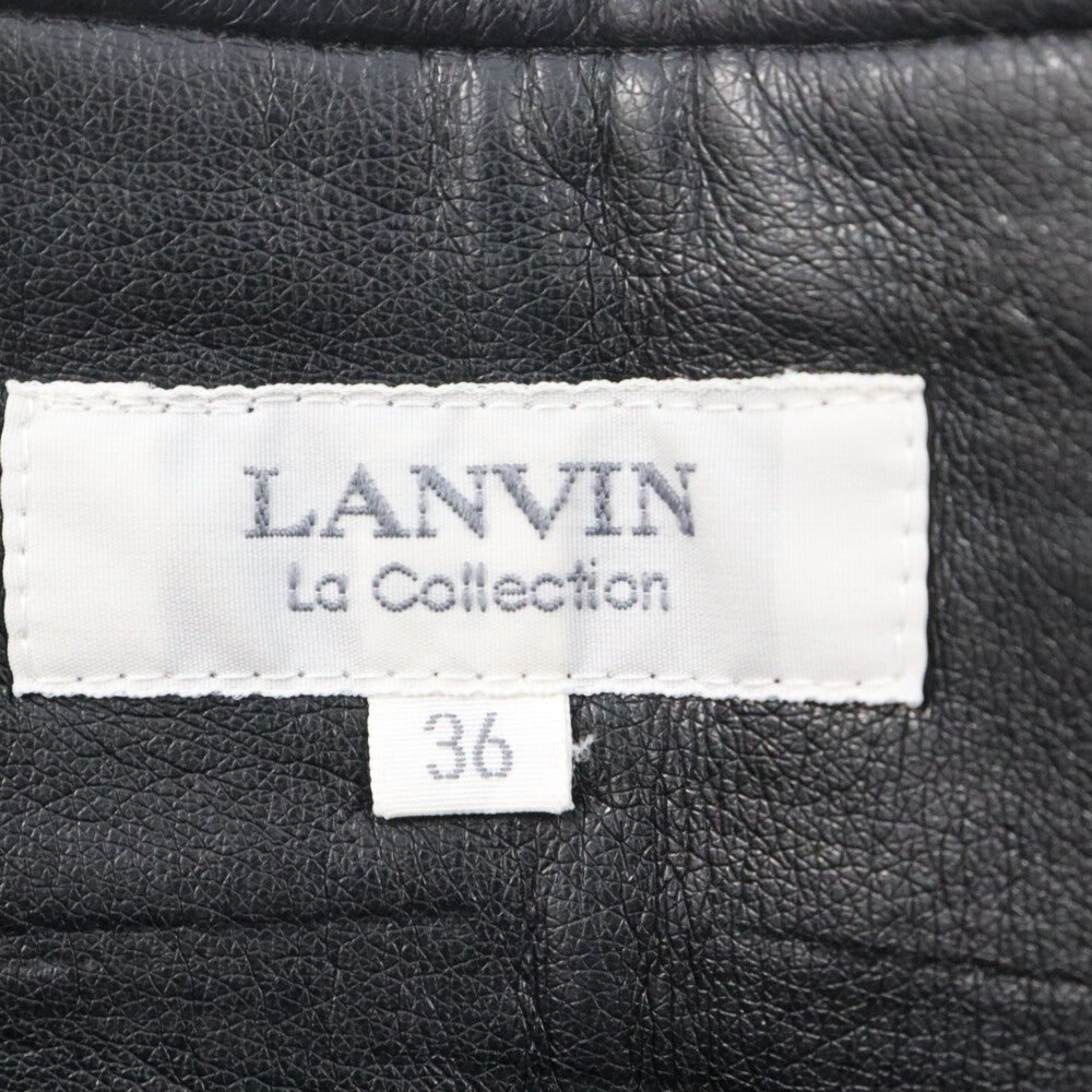 LANVIN(ランバン) フェイクレザー サイドジップ 膝丈スカート ブラック 10G4669 レディース
