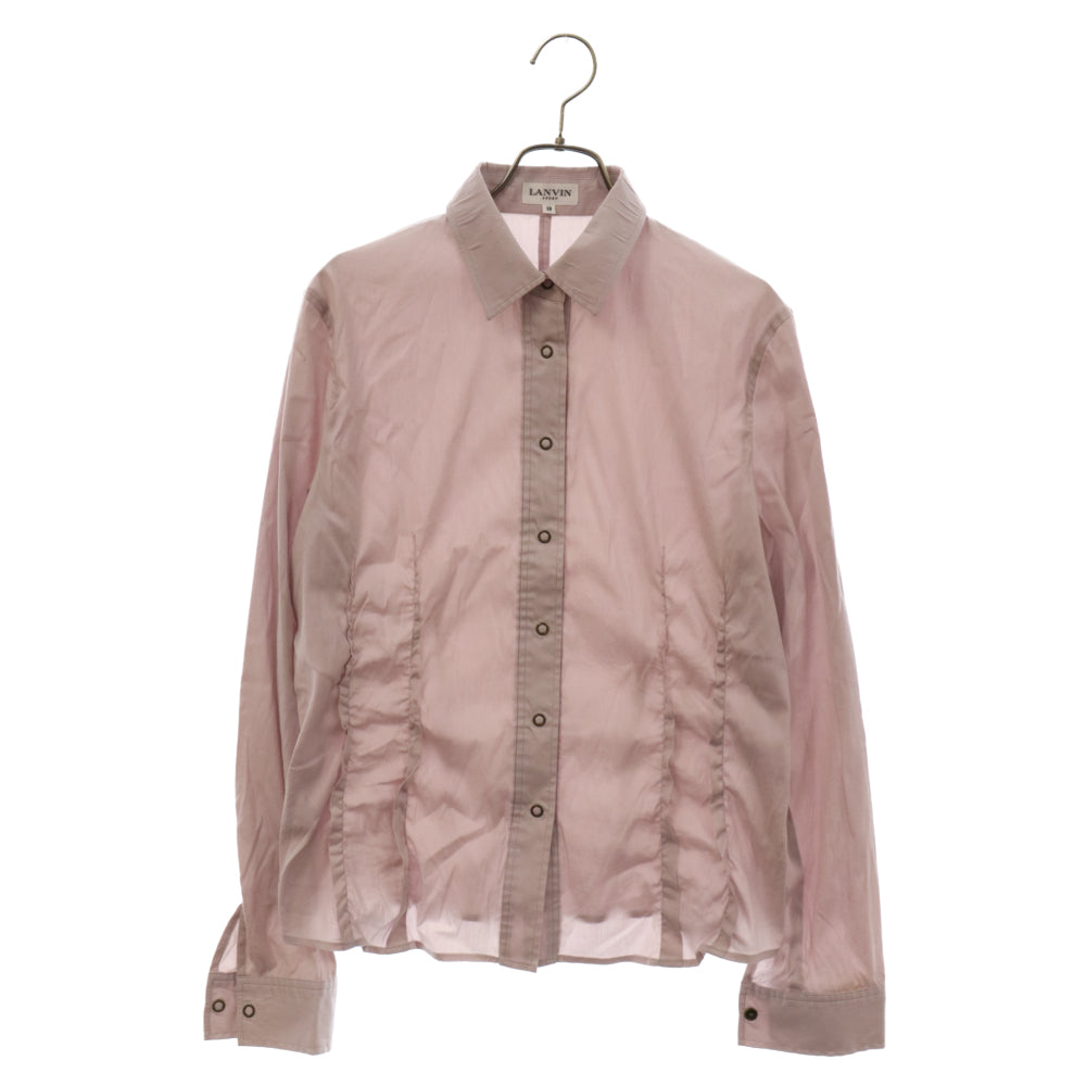 LANVIN SPORT(ランバン スポーツ) ダーツ ギャザーデザイン スナップボタン 長袖シャツ ピンク I5B2032 レディース