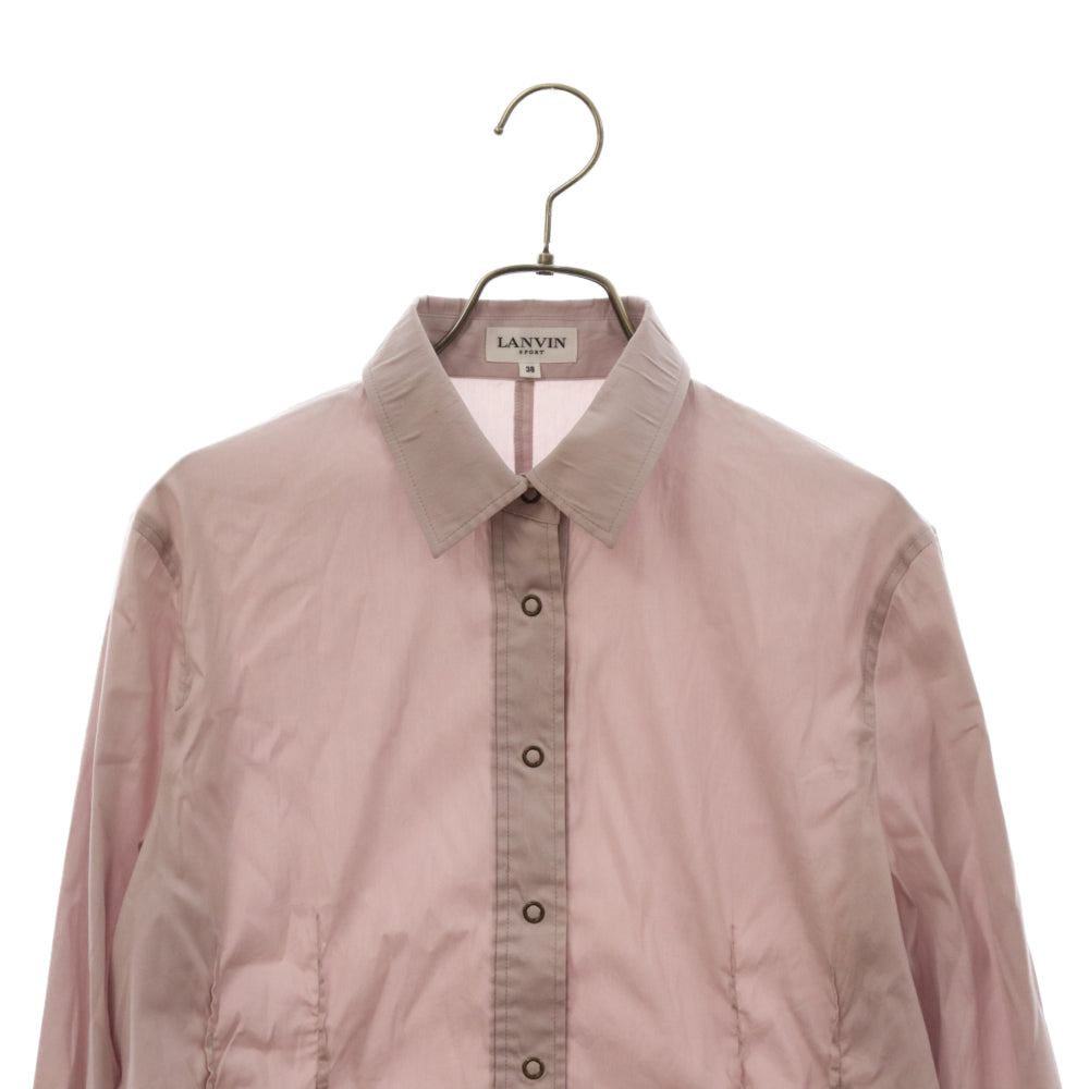 LANVIN SPORT(ランバン スポーツ) ダーツ ギャザーデザイン スナップボタン 長袖シャツ ピンク I5B2032 レディース