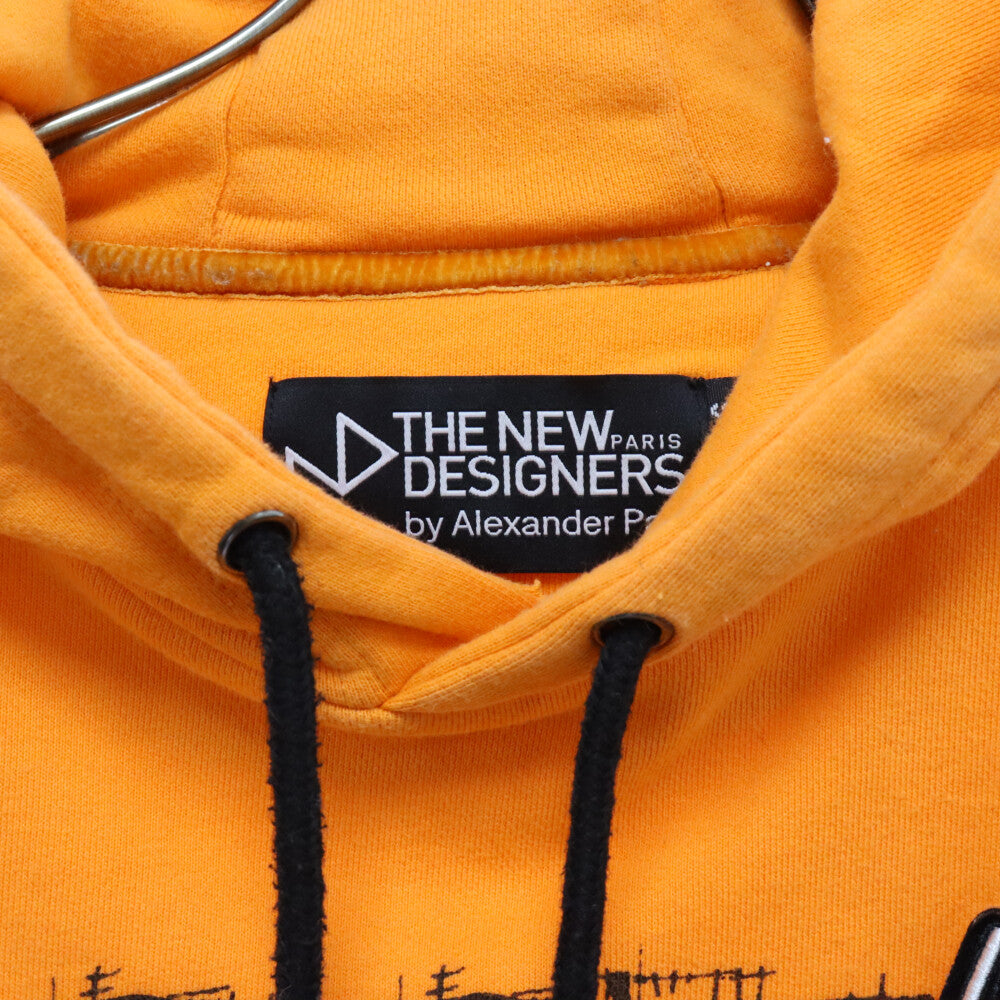 THE NEW DESIGNERS by Alexander Pap(ザニューデザイナーズ) フロントワッペン デザイン コットン フーディー プルオーバー スウェット パーカー オレンジ