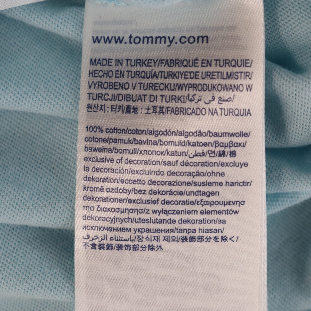TOMMY HILFIGER(トミーヒルフィガー) ベルベット切り替え ロゴ 半袖カットソー Tシャツ ブルー DW03064 431