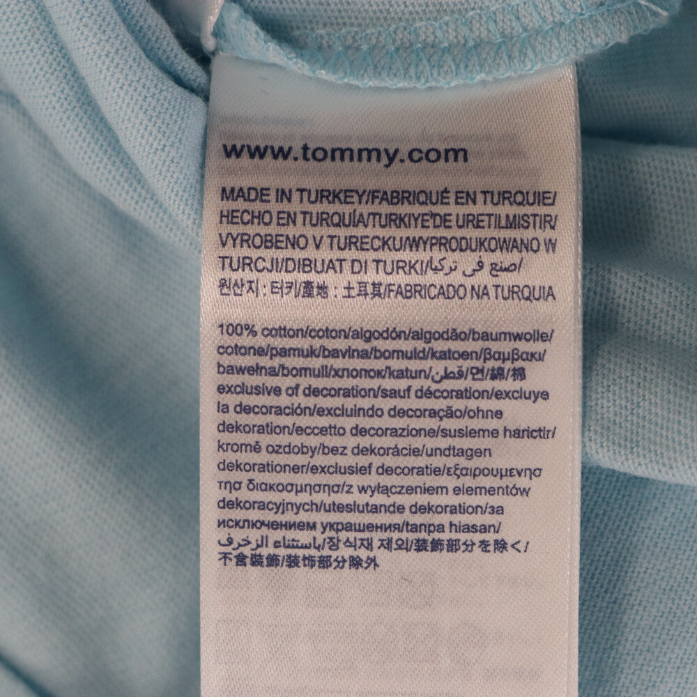 TOMMY HILFIGER(トミーヒルフィガー) ベルベット切り替え ロゴ 半袖カットソー Tシャツ ブルー DW03064 431