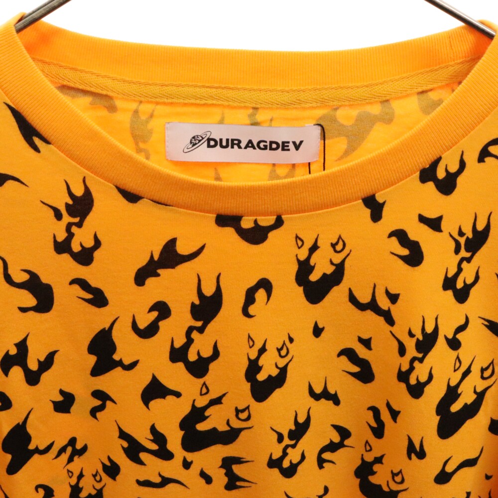 DURAG DEV(ドゥラグ デヴ) レオパード 半袖カットソー クルーネック Tシャツ オレンジ/ブラック