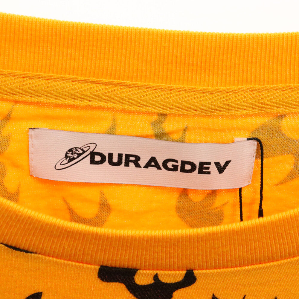 DURAG DEV(ドゥラグ デヴ) レオパード 半袖カットソー クルーネック Tシャツ オレンジ/ブラック
