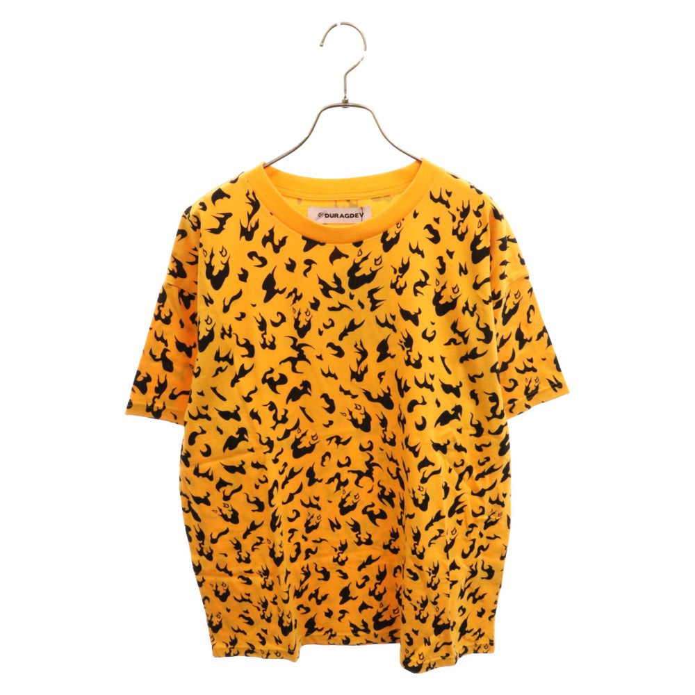 DURAG DEV(ドゥラグ デヴ) レオパード 半袖カットソー クルーネック Tシャツ オレンジ/ブラック