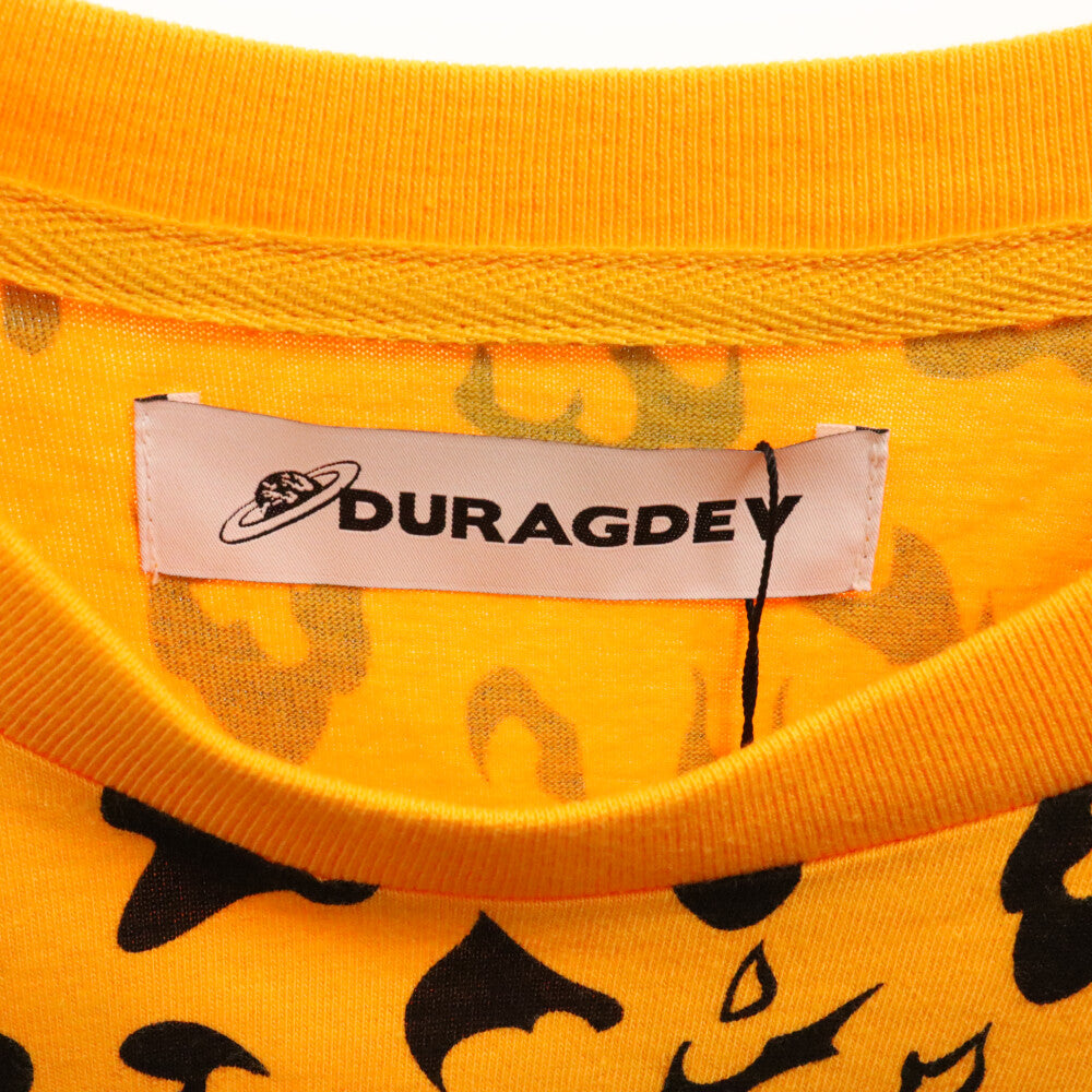 DURAG DEV(ドゥラグ デヴ) レオパード 半袖カットソー クルーネック Tシャツ オレンジ/ブラック