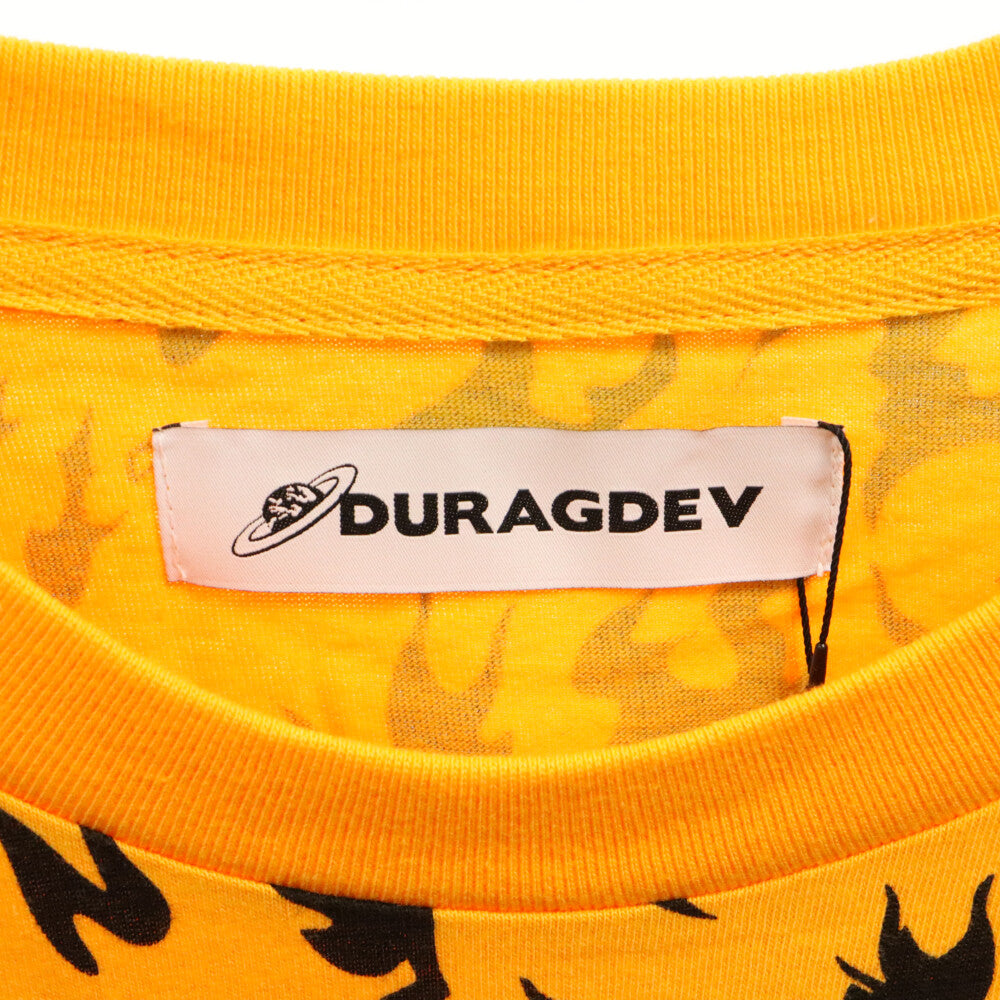 DURAG DEV(ドゥラグ デヴ) レオパード 半袖カットソー クルーネック Tシャツ オレンジ/ブラック