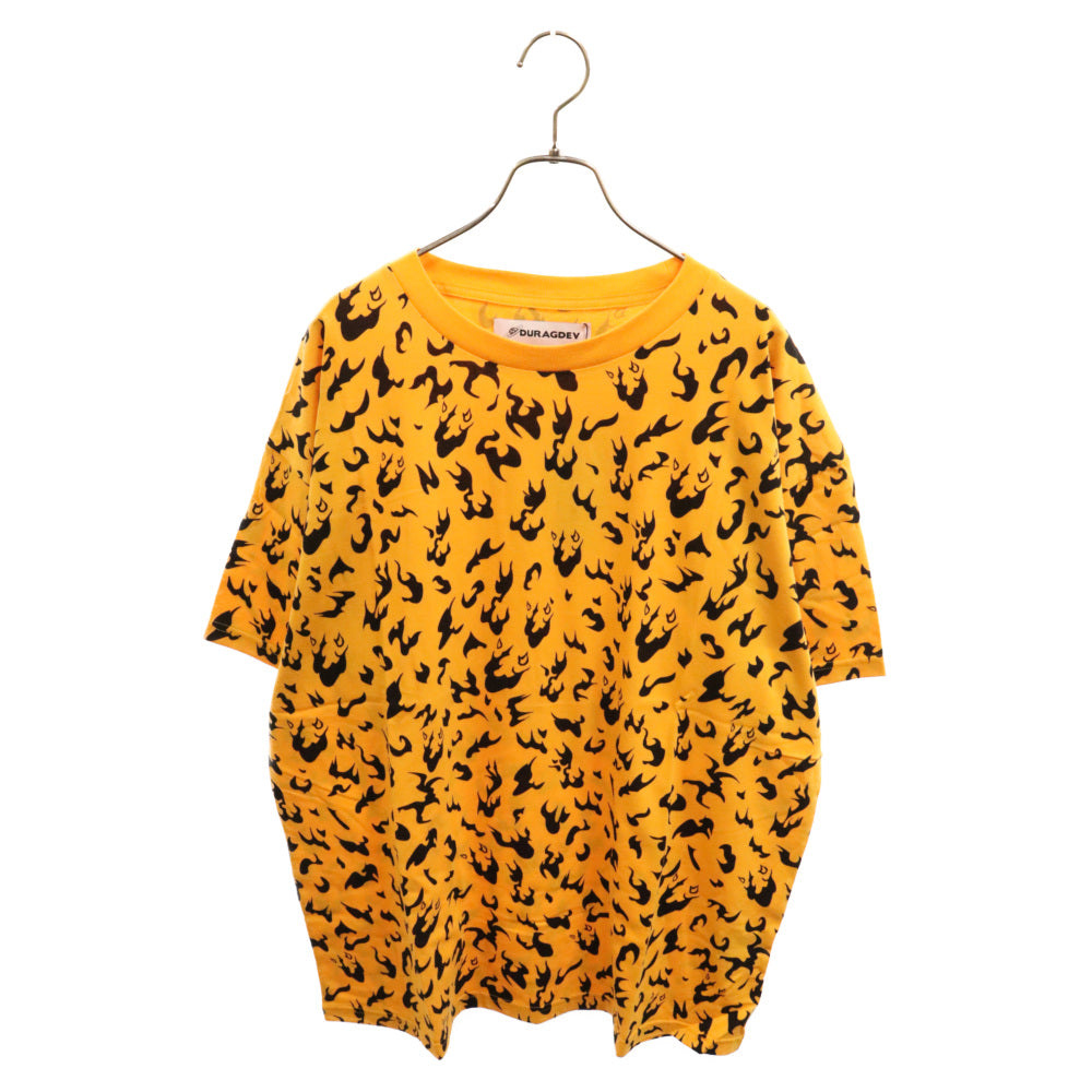 DURAG DEV(ドゥラグ デヴ) レオパード 半袖カットソー クルーネック Tシャツ オレンジ/ブラック