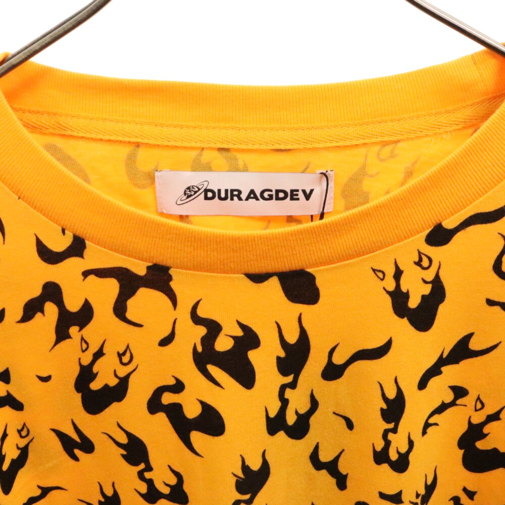 DURAG DEV(ドゥラグ デヴ) レオパード 半袖カットソー クルーネック Tシャツ オレンジ/ブラック
