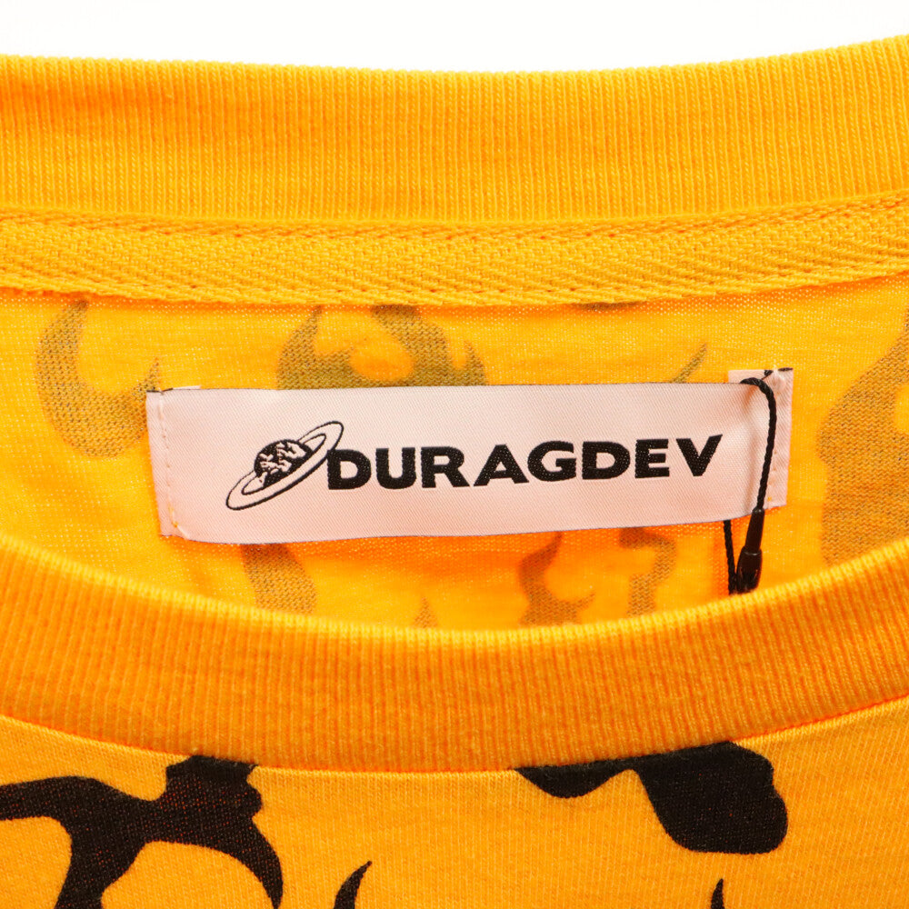 DURAG DEV(ドゥラグ デヴ) レオパード 半袖カットソー クルーネック Tシャツ オレンジ/ブラック
