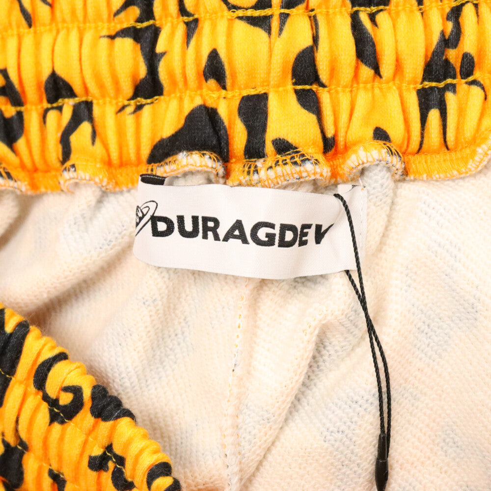 DURAG DEV(ドゥラグ デヴ) レオパード スウェットショートパンツ ハーフパンツ ショーツ オレンジ/ブラック