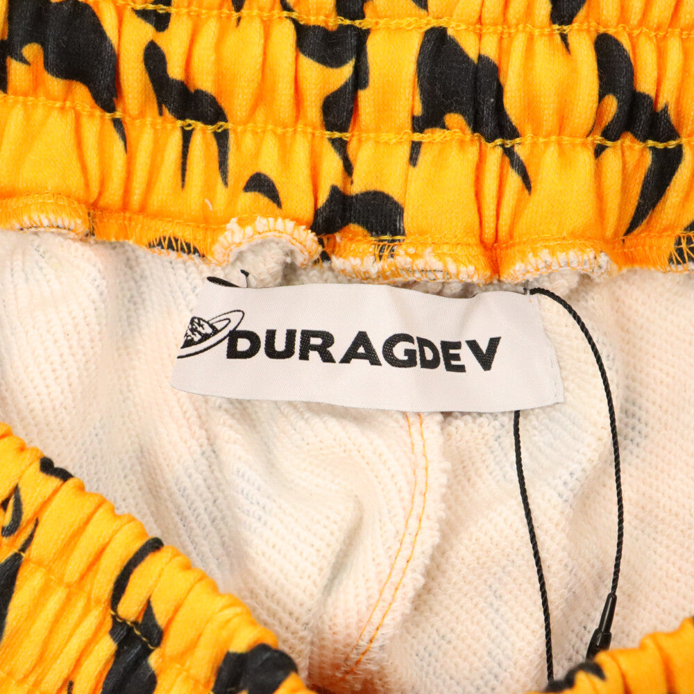 DURAG DEV(ドゥラグ デヴ) レオパード スウェットショートパンツ ハーフパンツ ショーツ オレンジ/ブラック