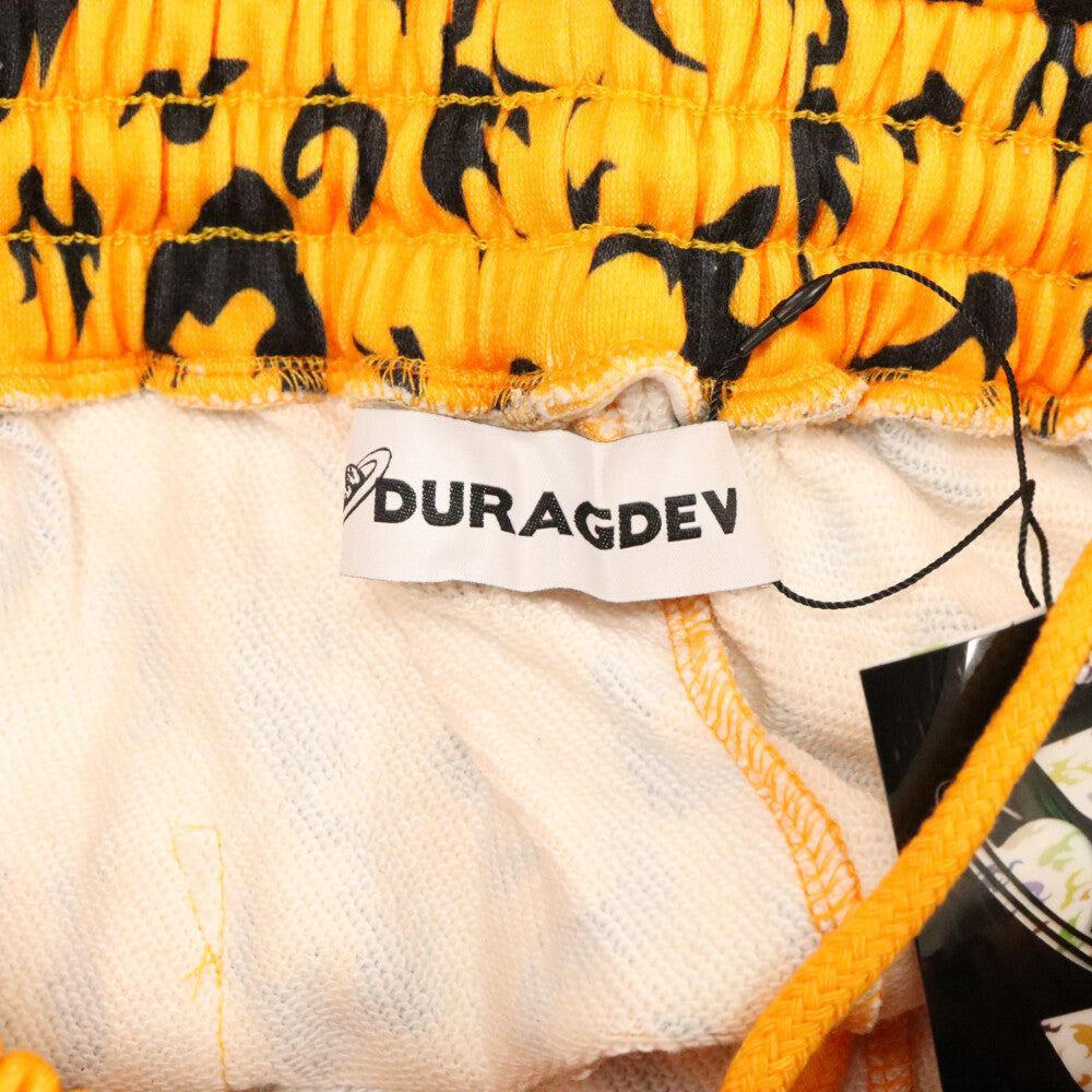 DURAG DEV(ドゥラグ デヴ) レオパード スウェットショートパンツ ハーフパンツ ショーツ オレンジ/ブラック
