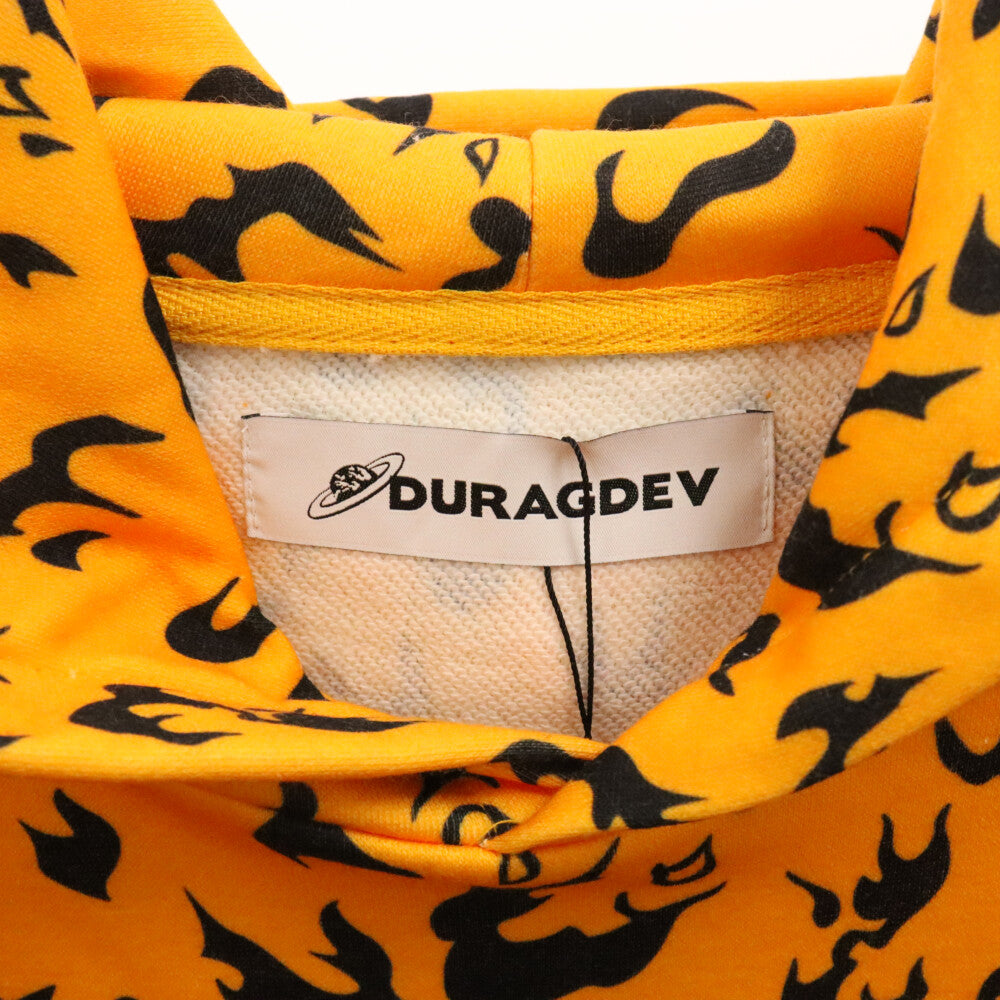 DURAG DEV(ドゥラグ デヴ) レオパード プルオーバーフーディー スウェットパーカー オレンジ/ブラック