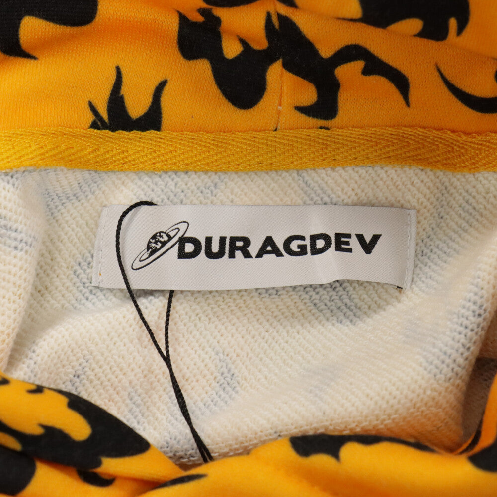 DURAGDEV(ドゥラグデヴ) レオパード プルオーバーフーディー スウェットパーカー オレンジ/ブラック