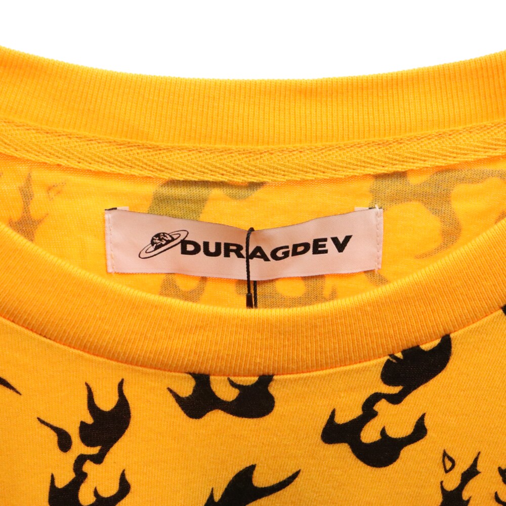 DURAG DEV(ドゥラグ デヴ) レオパード 半袖カットソー クルーネック Tシャツ オレンジ/ブラック