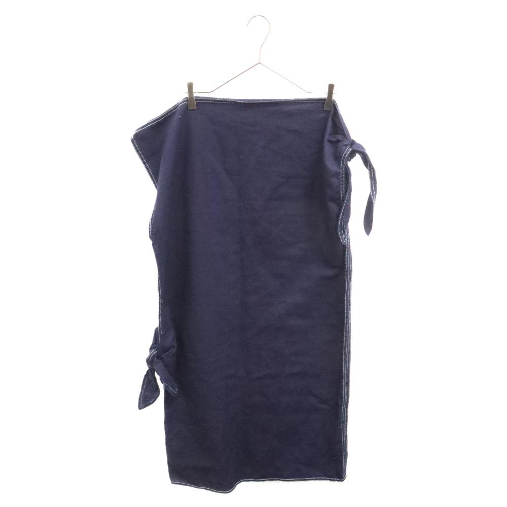 MM6 Maison Margiela(エムエムシックスメゾンマルジェラ) 18SS アシンメトリー オフショルダー ワンピース ドレス ネイビー S32CT0946 S30517