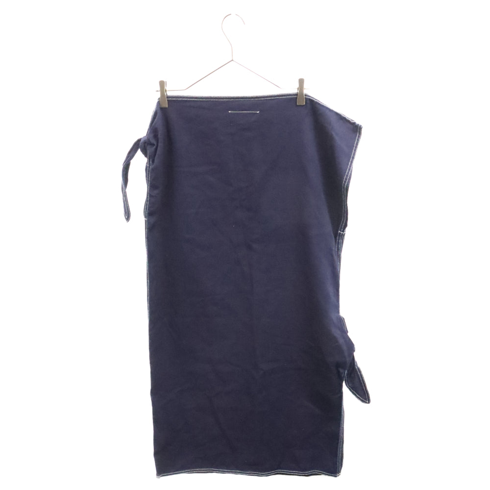 MM6 Maison Margiela(エムエムシックスメゾンマルジェラ) 18SS アシンメトリー オフショルダー ワンピース ドレス ネイビー S32CT0946 S30517