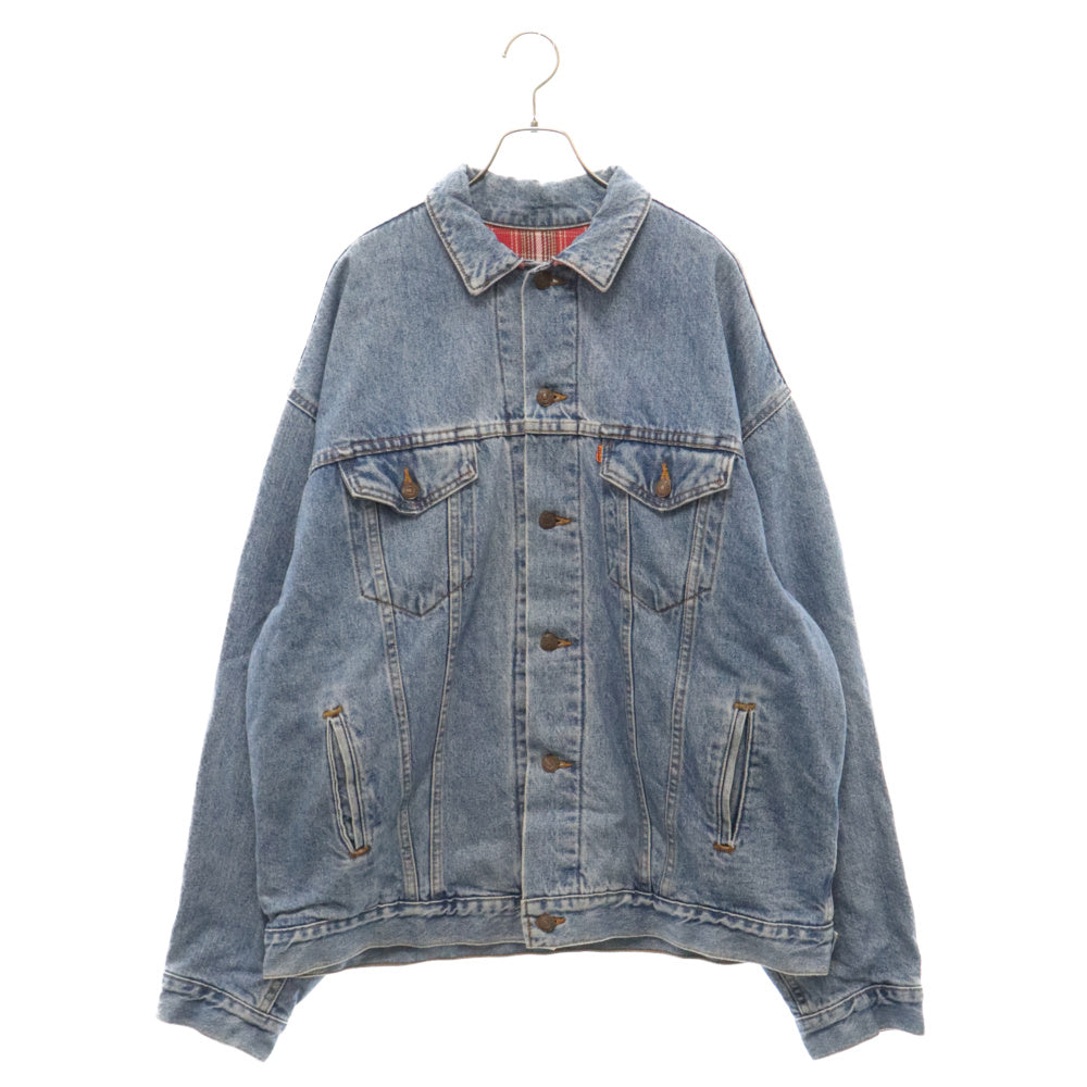 Levi's(リーバイス) 90S AUTHENTIC 57696 0790 USA製 オレンジタブ 裏地チェック デニムジャケット Gジャン インディゴ