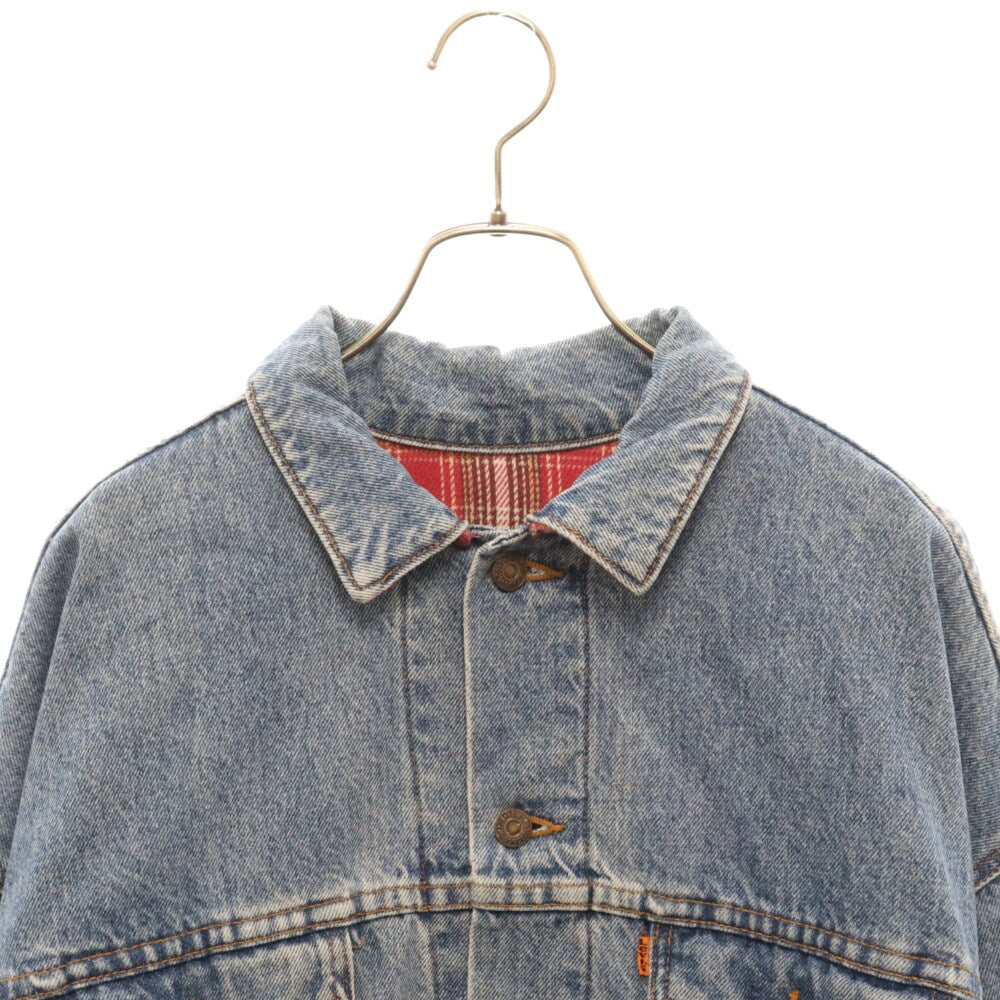 Levi's(リーバイス) 90S AUTHENTIC 57696 0790 USA製 オレンジタブ 裏地チェック デニムジャケット Gジャン インディゴ