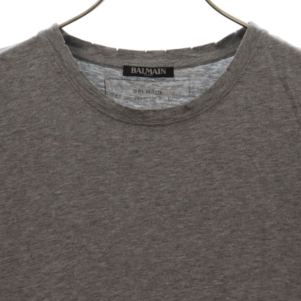BALMAIN(バルマン) ダメージ加工 半袖Tシャツ グレー