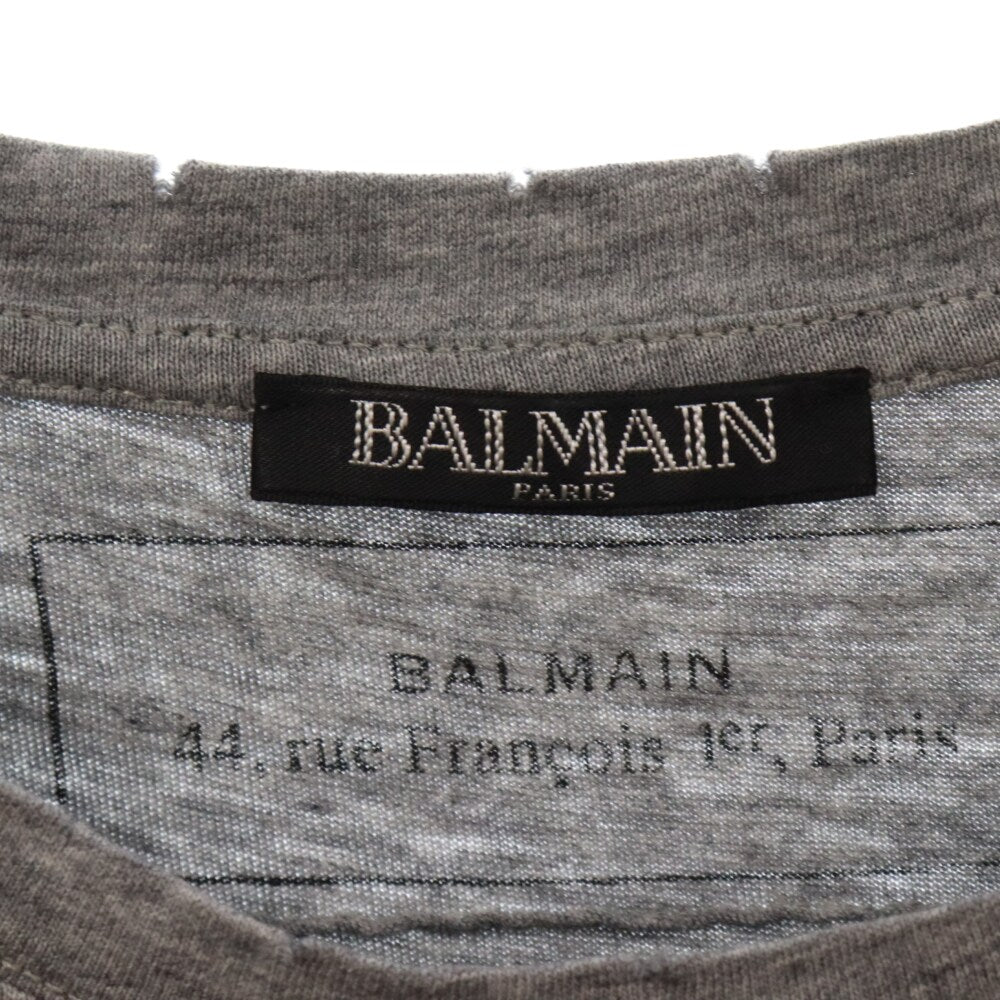 BALMAIN(バルマン) ダメージ加工 半袖Tシャツ グレー