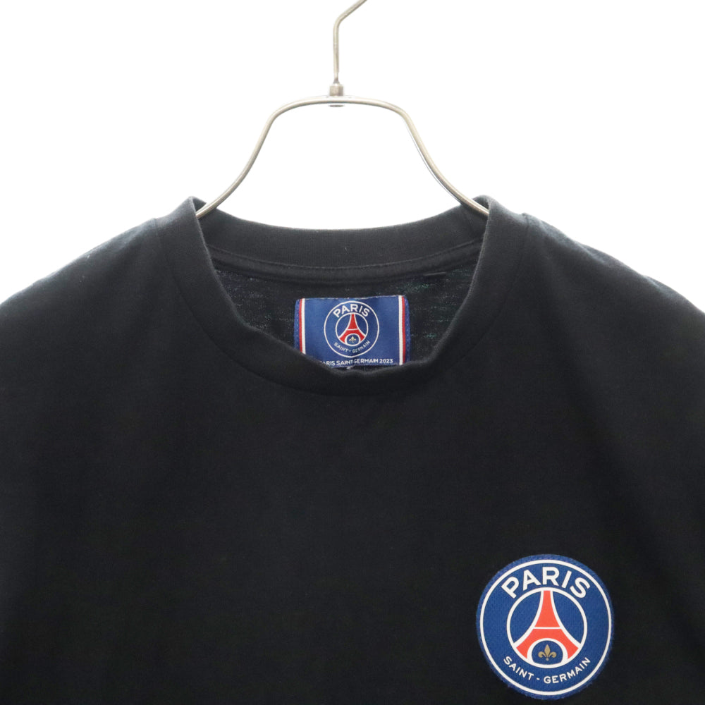 PARIS SAINT-GERMAIN(パリサンジェルマン) SILICON PRINT WAPPEN ワッペン刺繍 クルーネック コットン 半袖Tシャツ カットソー ブラック PS0123-SS02