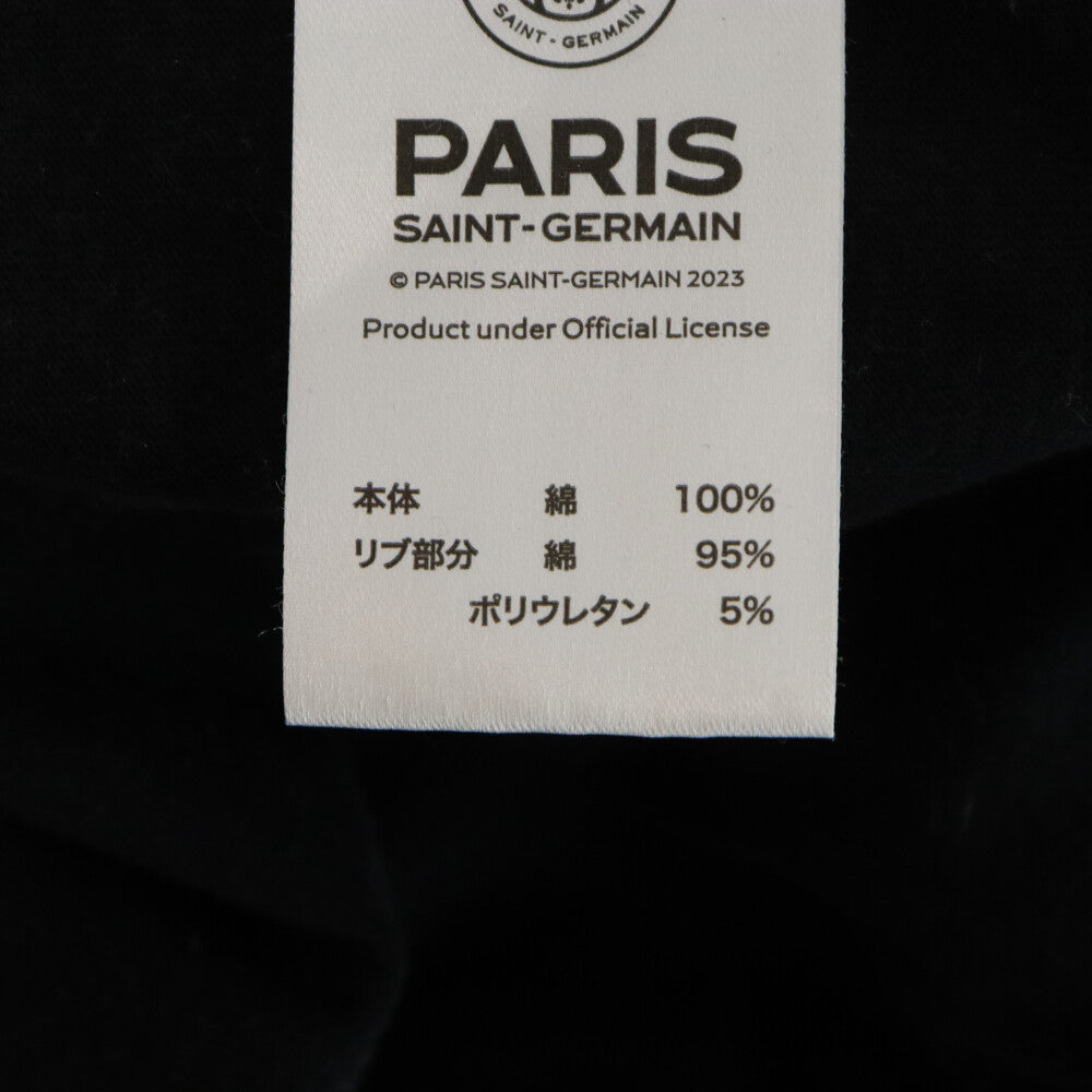 PARIS SAINT-GERMAIN(パリサンジェルマン) SILICON PRINT WAPPEN ワッペン刺繍 クルーネック コットン 半袖Tシャツ カットソー ブラック PS0123-SS02