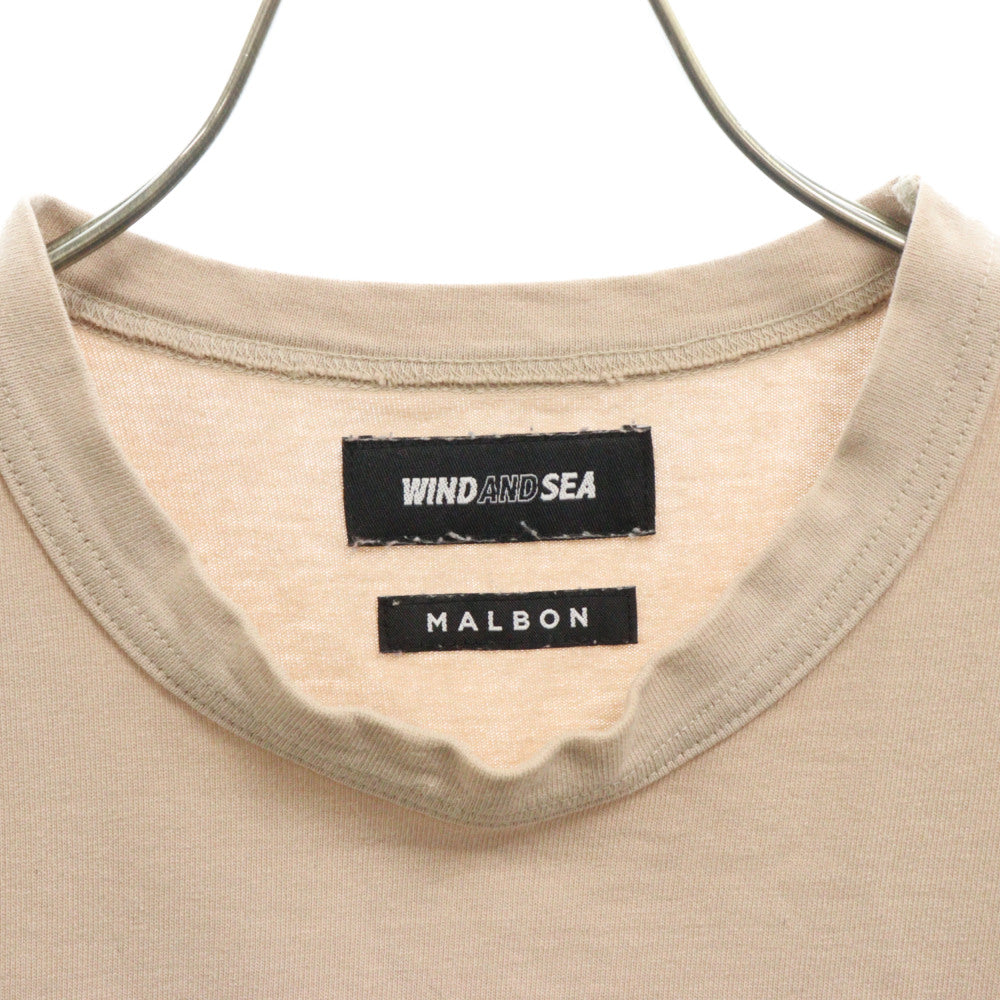 WIND AND SEA(ウィンダンシー) × MALBON マルボン 両面プリント 半袖Tシャツ ベージュ WDS-MALBON-10
