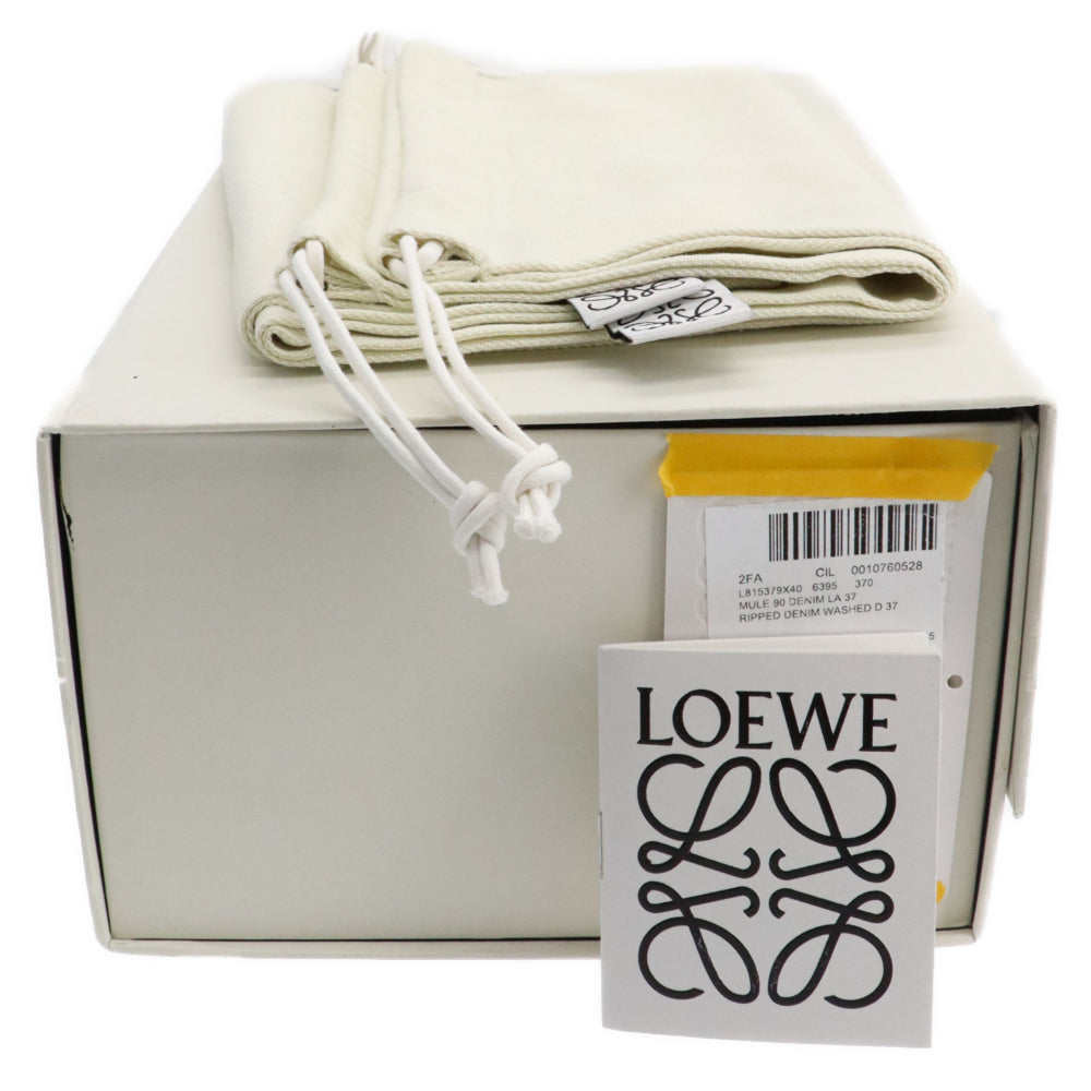 LOEWE(ロエベ) RIPPED DENIM STILETTO MULES リップド デニム スティレット ミュール パンプス インディゴ レディース 37 L815379X40