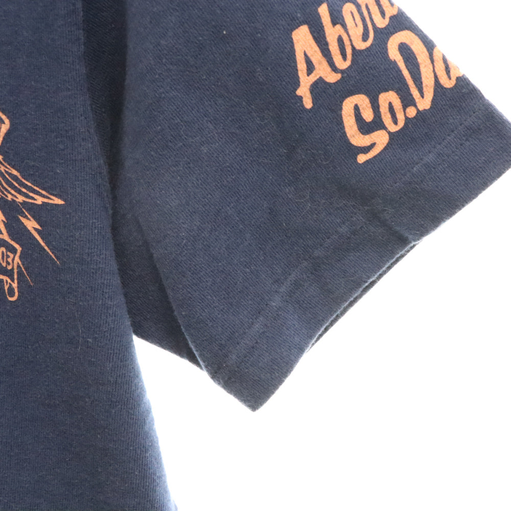WEST RIDE(ウエストライド) ロゴプリント クルーネック コットン グラフィック 半袖Tシャツ カットソー ブルー
