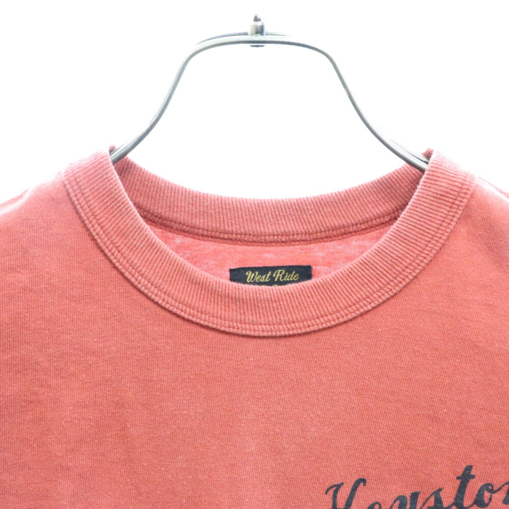 WEST RIDE(ウエストライド) ロゴプリント クルーネック コットン グラフィック 半袖Tシャツ カットソー オレンジ