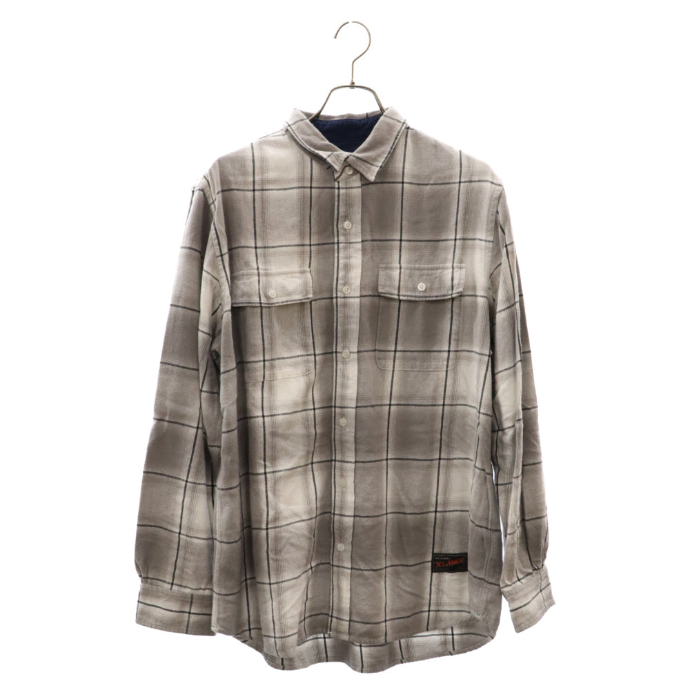 X-LARGE(エクストララージ) レギュラーカラー チェックデザイン 長袖シャツ グレー 01171402