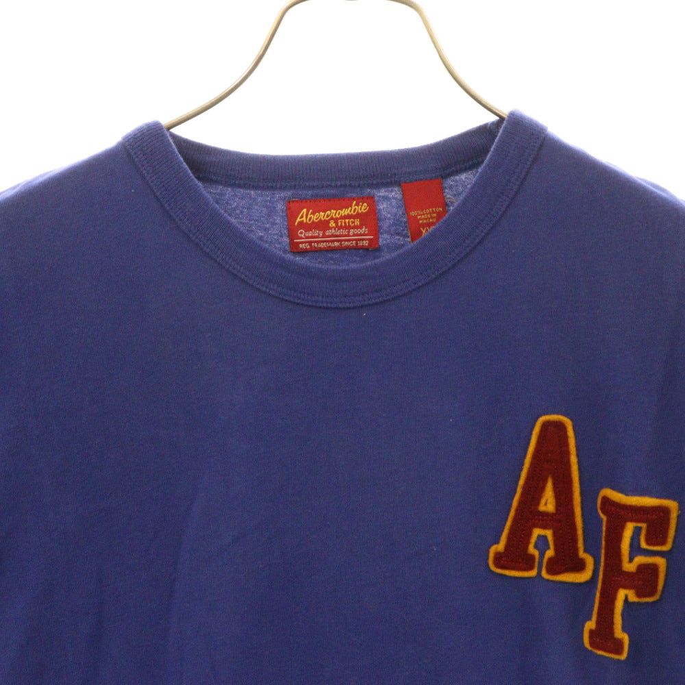 Abercrombie&Fitch(アバクロンビーアンドフィッチ) フロント ロゴワッペン コットン クルーネック 半袖Tシャツ カットソー ブルー