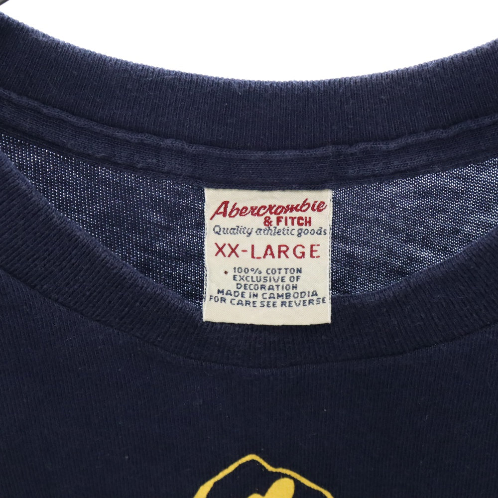 Abercrombie&Fitch(アバクロンビーアンドフィッチ) MICHIGAN ミシガン プリント クルーネック 半袖Tシャツ カットソー ネイビー/イエロー