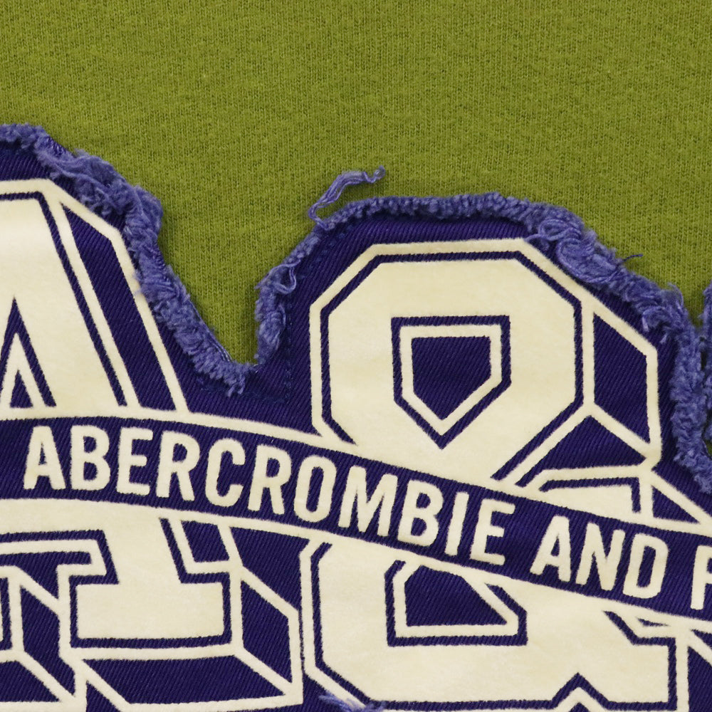 Abercrombie&Fitch(アバクロンビーアンドフィッチ) フロント ビックロゴワッペン コットン クルーネック 半袖Tシャツ カットソー グリーン