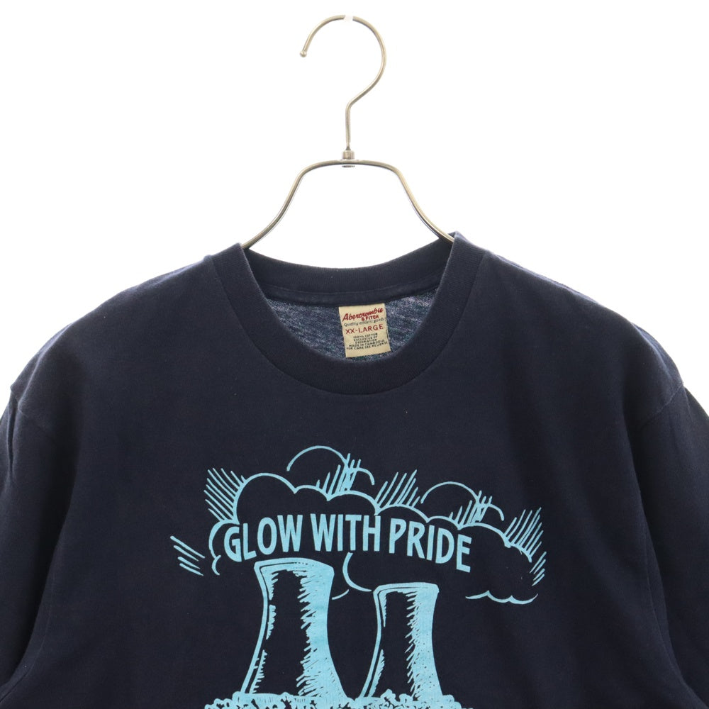 Abercrombie&Fitch(アバクロンビーアンドフィッチ) GLOW WITH PRIDE グロウ ウィズ プライド プリント クルーネック コットン 半袖Tシャツ カットソー ネイビー