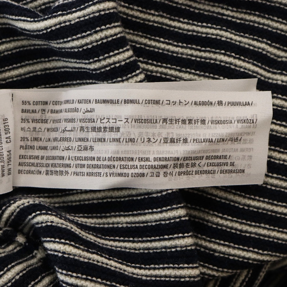 Abercrombie&Fitch(アバクロンビーアンドフィッチ) 胸ポケット ボーダー クルーネック コットン ニット 長袖セーター ネイビー/ホワイト