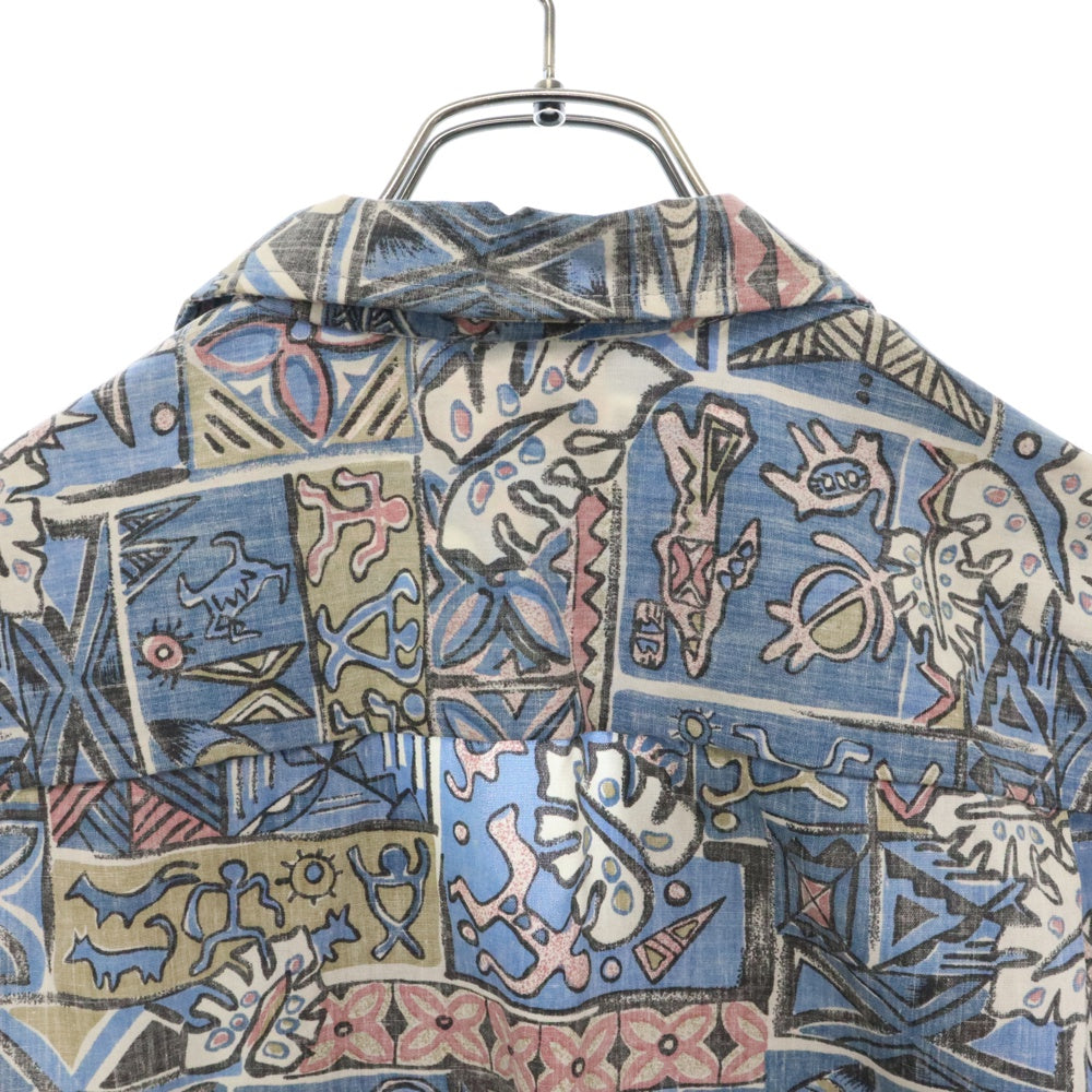 ROYAL HAWAIIAN CREATIONS(ロイヤル ハワイアン セレクション) 70s VINTAGE ヴィンテージ 総柄 半袖 アロハシャツ 開襟シャツ ブルー